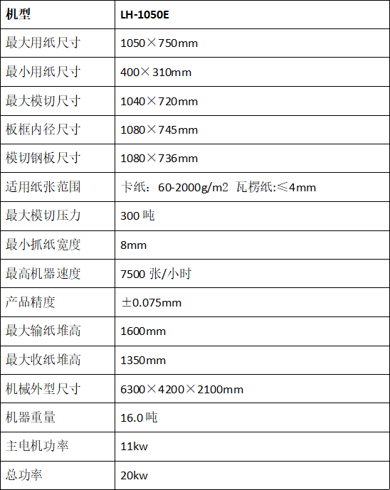 LH-1050E全自動(dòng)模切機(jī)